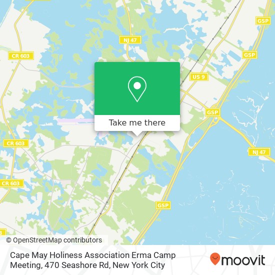 Mapa de Cape May Holiness Association Erma Camp Meeting, 470 Seashore Rd