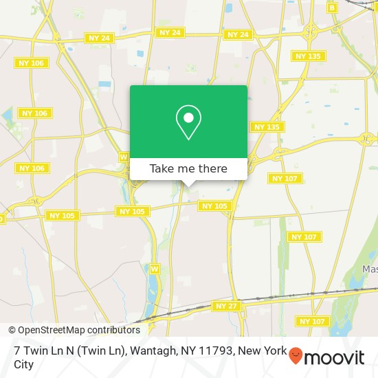 Mapa de 7 Twin Ln N (Twin Ln), Wantagh, NY 11793