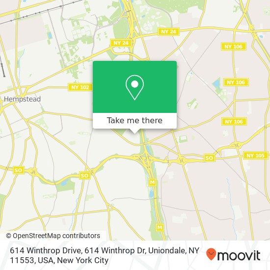 Mapa de 614 Winthrop Drive, 614 Winthrop Dr, Uniondale, NY 11553, USA