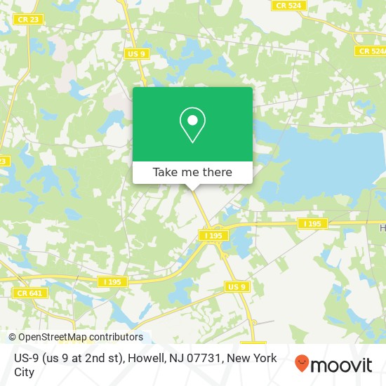 Mapa de US-9 (us 9 at 2nd st), Howell, NJ 07731