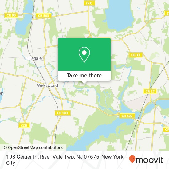 Mapa de 198 Geiger Pl, River Vale Twp, NJ 07675