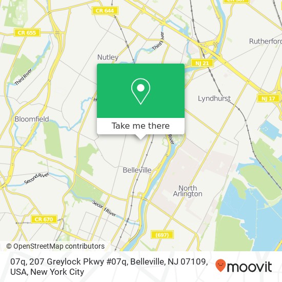 Mapa de 07q, 207 Greylock Pkwy #07q, Belleville, NJ 07109, USA
