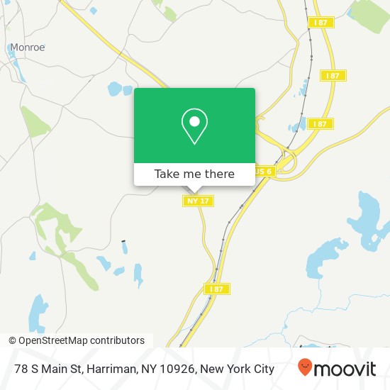 Mapa de 78 S Main St, Harriman, NY 10926