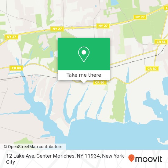 Mapa de 12 Lake Ave, Center Moriches, NY 11934