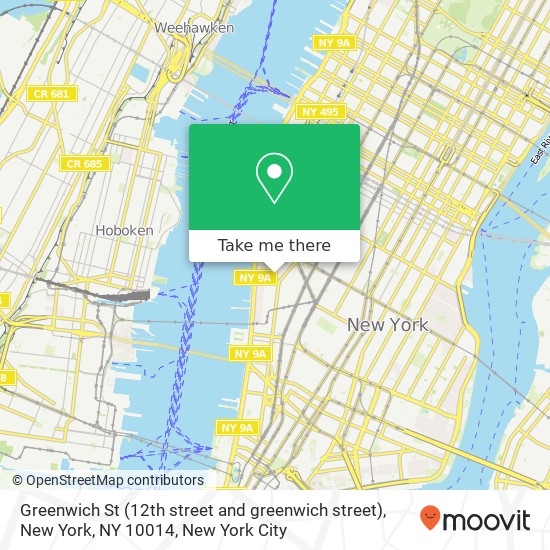 Mapa de Greenwich St (12th street and greenwich street), New York, NY 10014