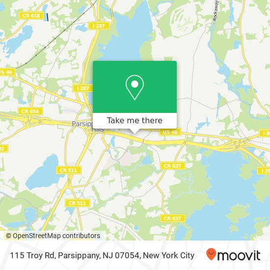 Mapa de 115 Troy Rd, Parsippany, NJ 07054