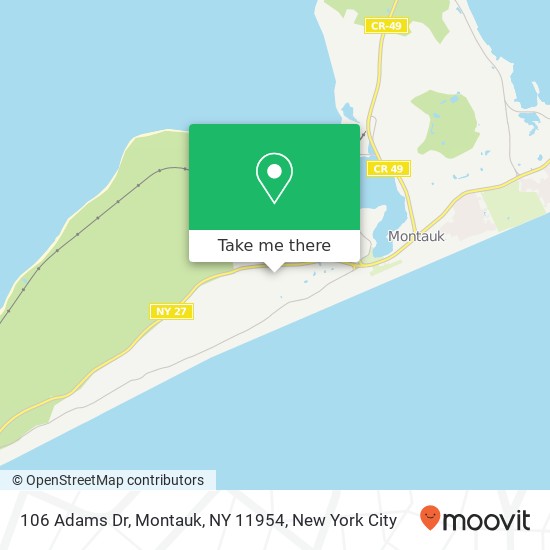 Mapa de 106 Adams Dr, Montauk, NY 11954
