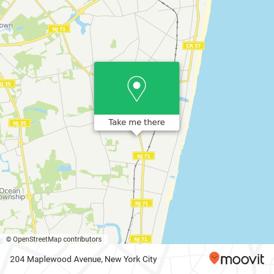 Mapa de 204 Maplewood Avenue, 204 Maplewood Ave, Oakhurst, NJ 07755, USA