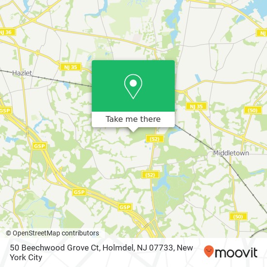 Mapa de 50 Beechwood Grove Ct, Holmdel, NJ 07733