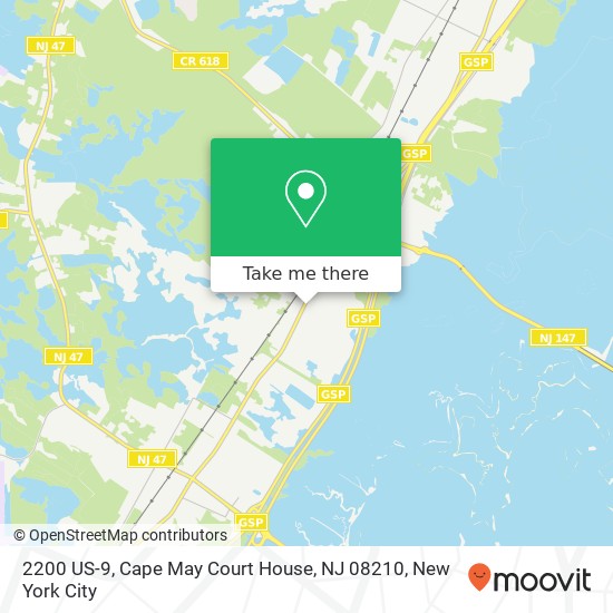 Mapa de 2200 US-9, Cape May Court House, NJ 08210