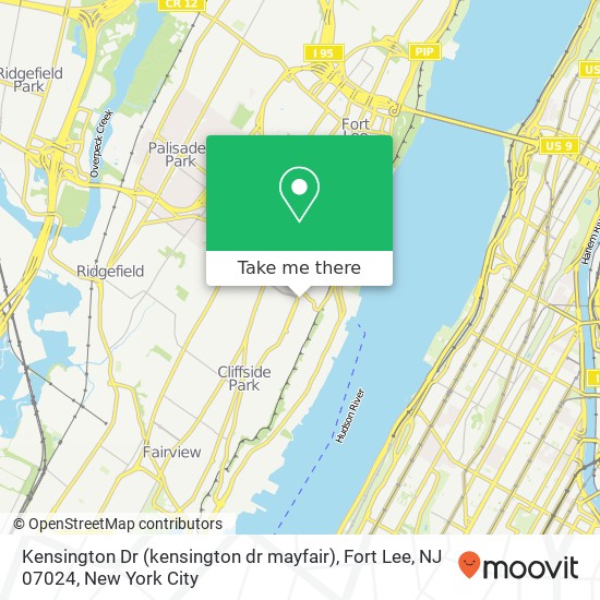 Mapa de Kensington Dr (kensington dr mayfair), Fort Lee, NJ 07024