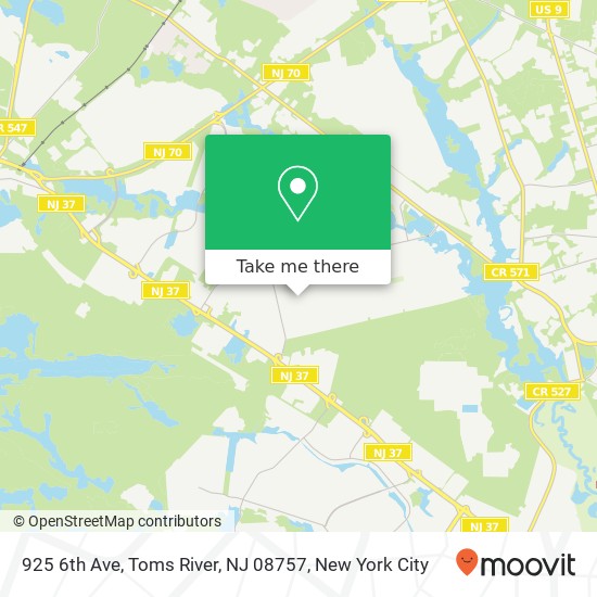Mapa de 925 6th Ave, Toms River, NJ 08757