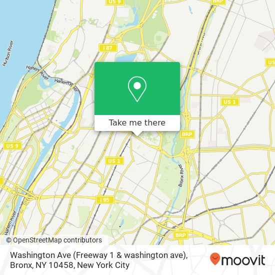 Washington Ave (Freeway 1 & washington ave), Bronx, NY 10458 map