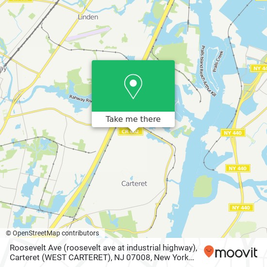 Mapa de Roosevelt Ave (roosevelt ave at industrial highway), Carteret (WEST CARTERET), NJ 07008