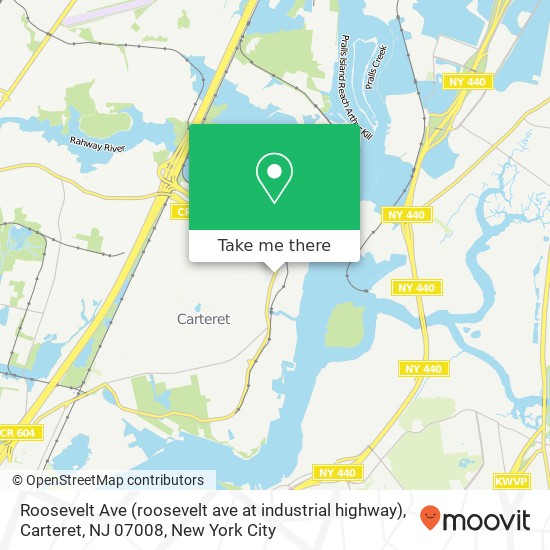 Roosevelt Ave (roosevelt ave at industrial highway), Carteret, NJ 07008 map