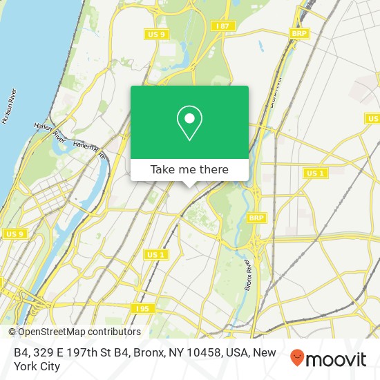 Mapa de B4, 329 E 197th St B4, Bronx, NY 10458, USA