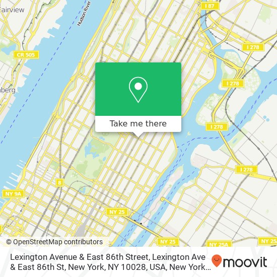 Mapa de Lexington Avenue & East 86th Street, Lexington Ave & East 86th St, New York, NY 10028, USA