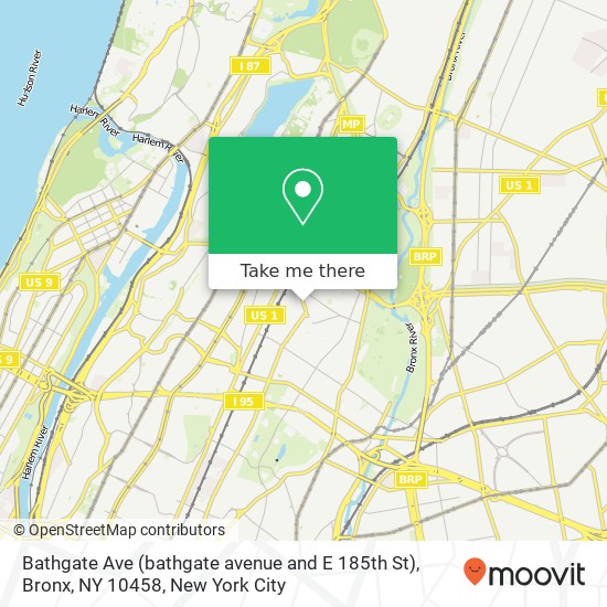 Mapa de Bathgate Ave (bathgate avenue and E 185th St), Bronx, NY 10458