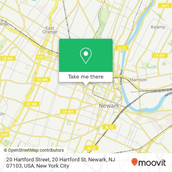 20 Hartford Street, 20 Hartford St, Newark, NJ 07103, USA map