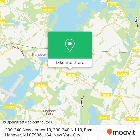 Mapa de 200-240 New Jersey 10, 200-240 NJ-10, East Hanover, NJ 07936, USA