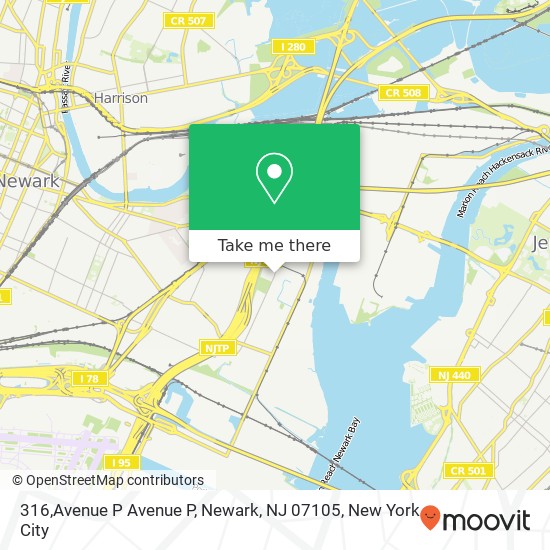 Mapa de 316,Avenue P Avenue P, Newark, NJ 07105