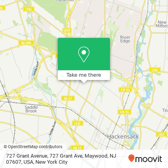 Mapa de 727 Grant Avenue, 727 Grant Ave, Maywood, NJ 07607, USA