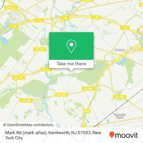 Mapa de Mark Rd (mark atlas), Kenilworth, NJ 07033