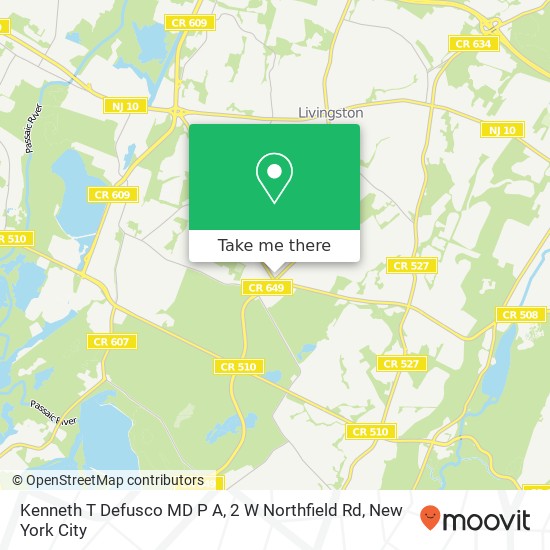 Mapa de Kenneth T Defusco MD P A, 2 W Northfield Rd