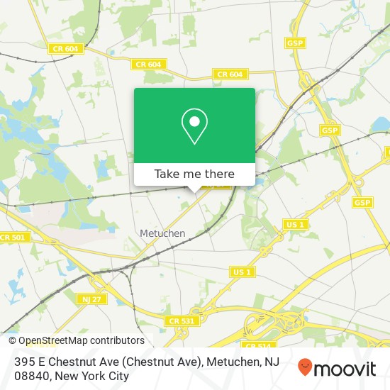 395 E Chestnut Ave (Chestnut Ave), Metuchen, NJ 08840 map