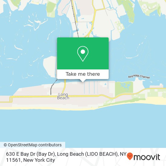 Mapa de 630 E Bay Dr (Bay Dr), Long Beach (LIDO BEACH), NY 11561