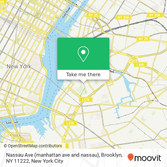Mapa de Nassau Ave (manhattan ave and nassau), Brooklyn, NY 11222