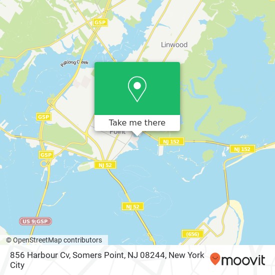 Mapa de 856 Harbour Cv, Somers Point, NJ 08244