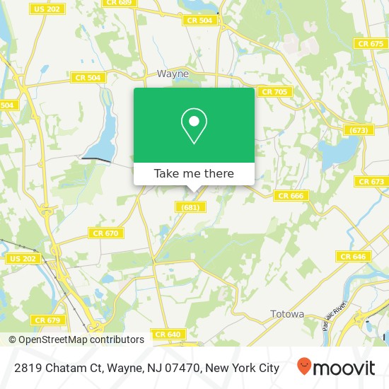 Mapa de 2819 Chatam Ct, Wayne, NJ 07470