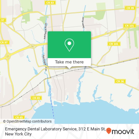 Emergency Dental Laboratory Service, 312 E Main St map