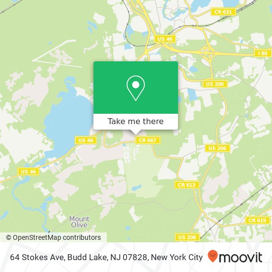 Mapa de 64 Stokes Ave, Budd Lake, NJ 07828