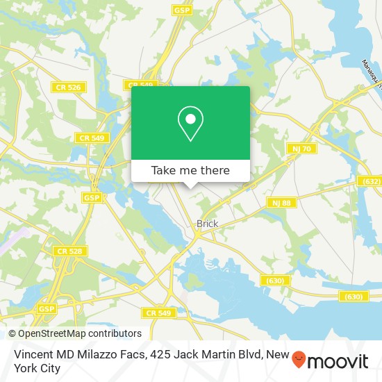 Mapa de Vincent MD Milazzo Facs, 425 Jack Martin Blvd