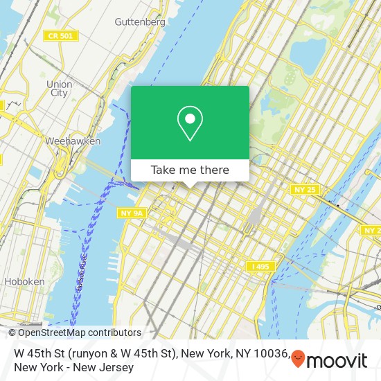 Mapa de W 45th St (runyon & W 45th St), New York, NY 10036