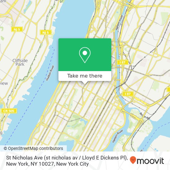 Mapa de St Nicholas Ave (st nicholas av / Lloyd E Dickens Pl), New York, NY 10027