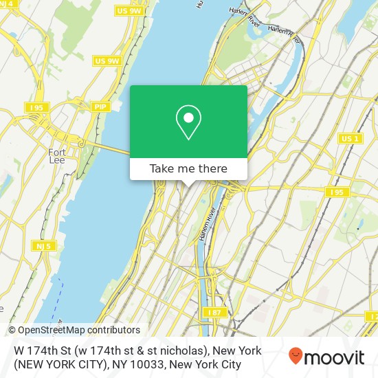 Mapa de W 174th St (w 174th st & st nicholas), New York (NEW YORK CITY), NY 10033