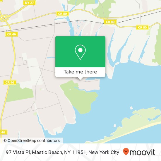 Mapa de 97 Vista Pl, Mastic Beach, NY 11951