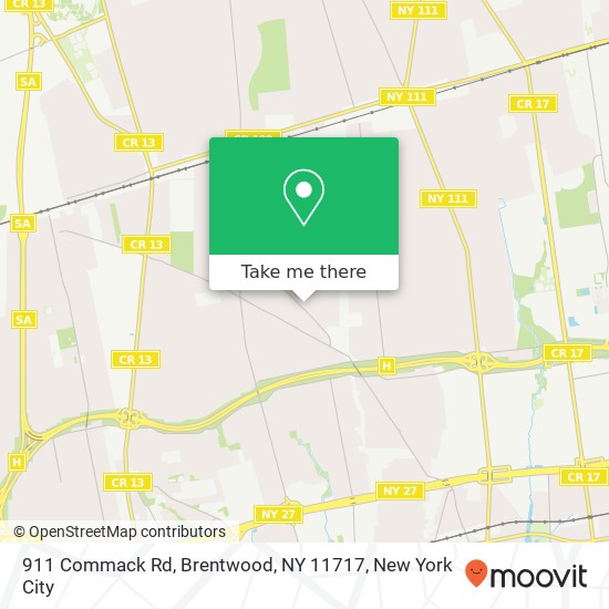 Mapa de 911 Commack Rd, Brentwood, NY 11717