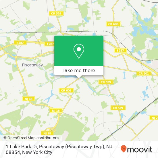 Mapa de 1 Lake Park Dr, Piscataway (Piscataway Twp), NJ 08854