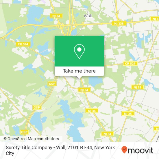 Mapa de Surety Title Company - Wall, 2101 RT-34