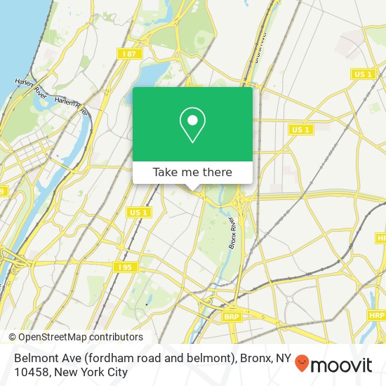 Mapa de Belmont Ave (fordham road and belmont), Bronx, NY 10458