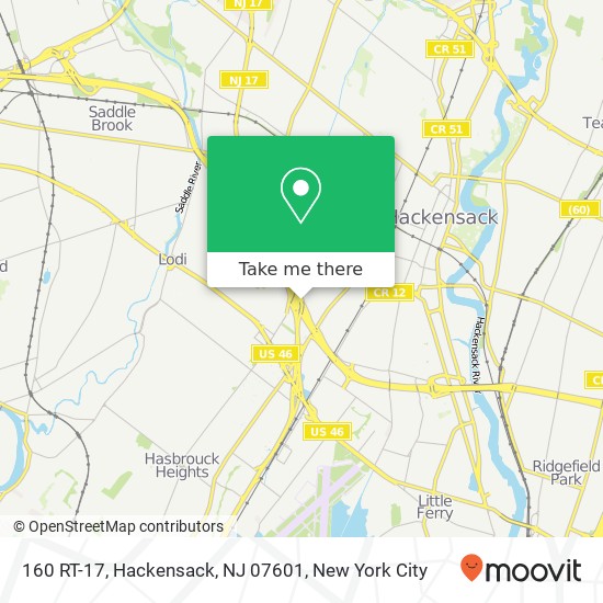 Mapa de 160 RT-17, Hackensack, NJ 07601