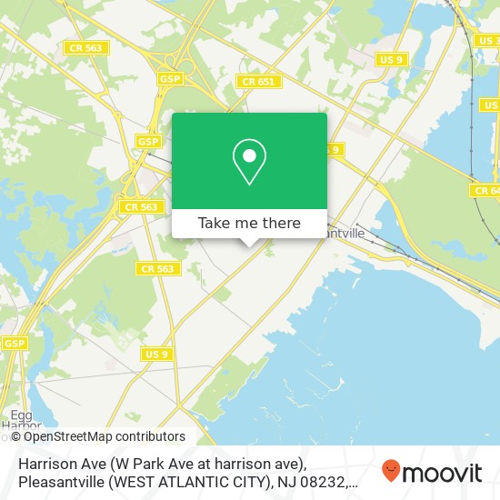 Mapa de Harrison Ave (W Park Ave at harrison ave), Pleasantville (WEST ATLANTIC CITY), NJ 08232
