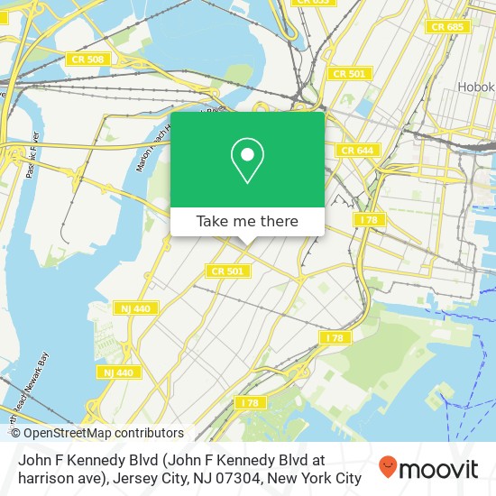 John F Kennedy Blvd (John F Kennedy Blvd at harrison ave), Jersey City, NJ 07304 map