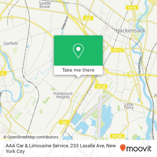Mapa de AAA Car & Limousine Service, 233 Lasalle Ave