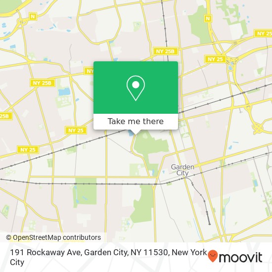 Mapa de 191 Rockaway Ave, Garden City, NY 11530