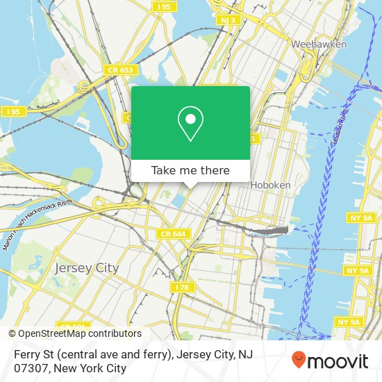 Mapa de Ferry St (central ave and ferry), Jersey City, NJ 07307